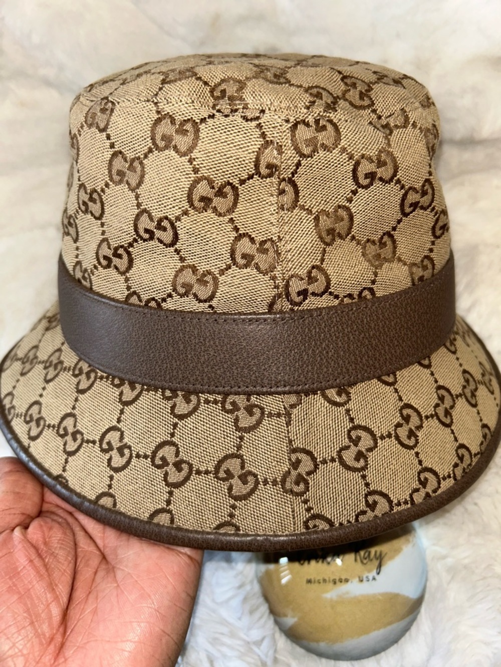 Gucci Brown GG Supreme Canvas Bucket Hat - Picture 8 of 15